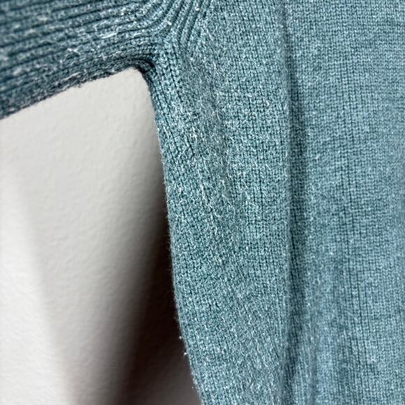 Lululemon 4 Crew Neck Sweater Green Merino Wool Cotton Blend Ribbed Long Sleeves - Picture 6 of 8